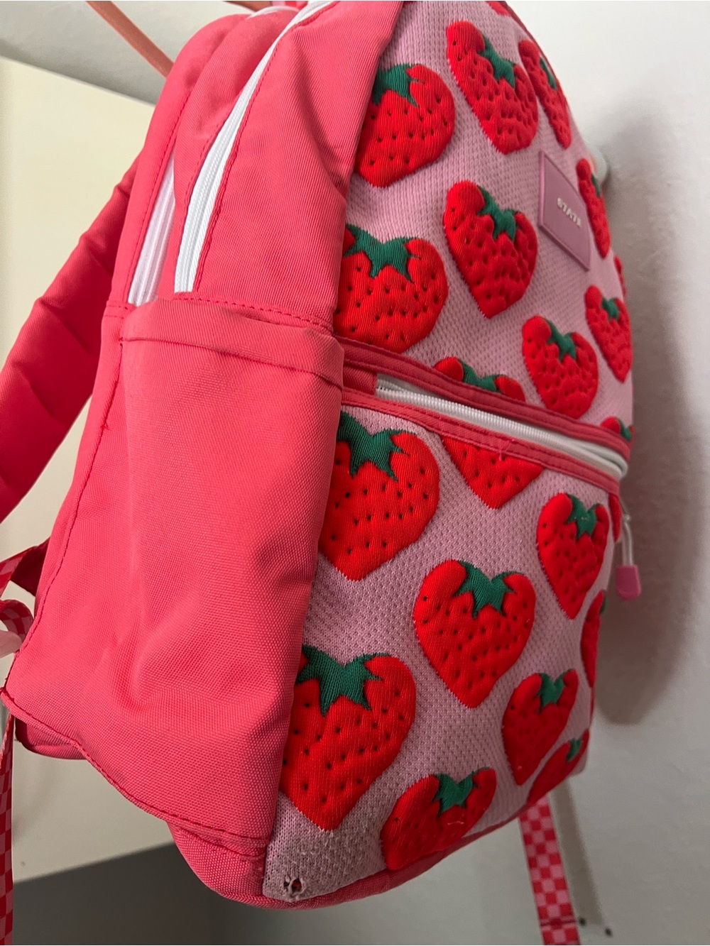STATE Kane Pink Strawberry Heart Backpack - Double Pocket - Picture 3 of 6